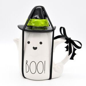 Rae Dunn Boo! Witch Mug, 16oz Ceramic Ghost Mug with Witch Hat Lid, Halloween